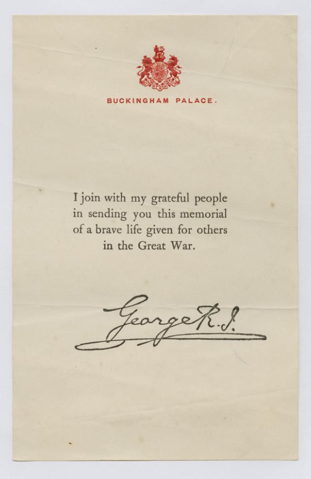 WW1 Condolence Letter From Buckingham Palace | Peoples Collection Wales