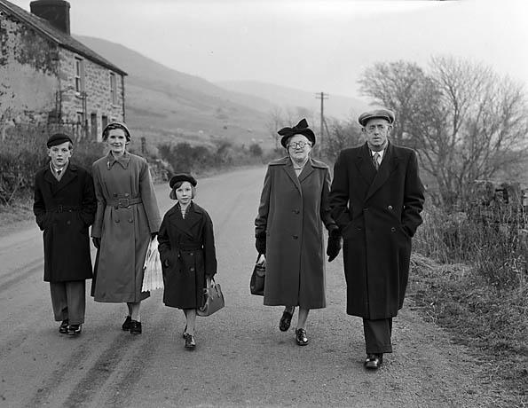 A family leaving Capel Celyn Cwm Tryweryn for the last time