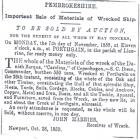 CAROLINA lost Porthgain 25-26 October 1859