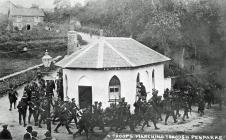 Troops marching through Penparcau, Aberystwyth...