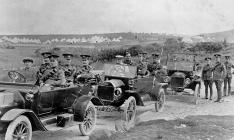 Soldiers driving through the Trawsfynydd...