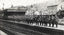 Soldiers standing on the platform at Mountain...