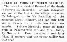 Death of Young Pencoed Soldier - Glamorgan...