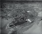 Cardiff: the industrial port. An aerial view...