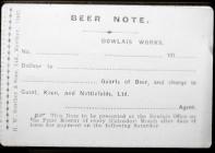 Beer note Dowlais works 1910