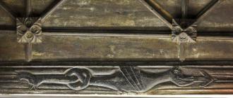 Carved serpent, St Gwyddelan's church