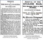 News of the wreck of the ROYAL CHARTER