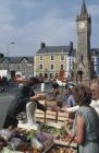 Machynlleth town with stalls on market day,1980