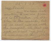 Letter sent home from the First World War by...