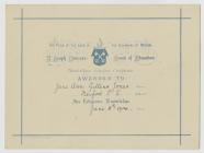 Certificate awarded to Jini Gittens Jones, 1914