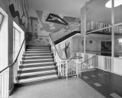 Empire Swimming Pool, Cardiff - stairs and murals