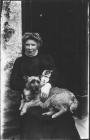 Llangollen. Lady with cat and dog