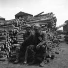 Two Blaenavon miners in the timber yard at the...