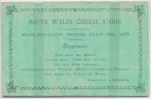 Programme of the South Wales Choral Union'...