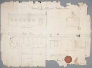 Plan, section and elevations of six cells and a...