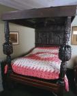 Carved oak four poster bed, c. 1600 (altered in...