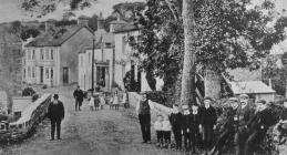 Men and children on Llannarth bridge, c. 1890