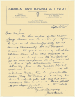 Letter from the Cambrian Lodge of the South...