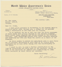 Letter from the North Wales Quarrymen's...