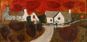 'Red Sky and Farmhouse' by Gwilym...