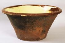 Large brown-glazed pancheon for washing, made...