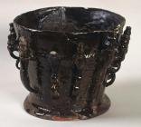 Blackware tyg with multiple ornate handles,...