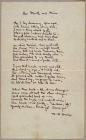 Hand-written original of a poem by W. H. Davies...