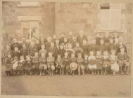 Children and staff of Llanwnog school, 1890s
