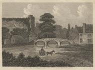 Brecon Castle from the River Usk, 19th century
