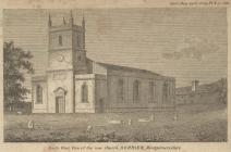 Engraving of new church at Berriew, 1805