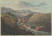 Engrafiad o darddle Afon Hafren, 1823