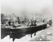 Steam driven canal barge outside Queens Hotel,...