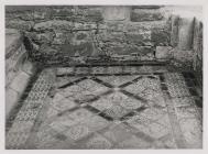 View of mediaeval tiles in Neath Abbey, c.1300s