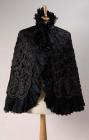 Victorian black silk cape with braid appliqued...
