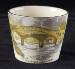 Souvenir cup, showing Pontypridd Bridges, 1800s
