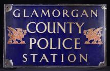 Glamorgan County Police Station sign, c. 1900