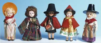 Five female dolls, made by Rogark