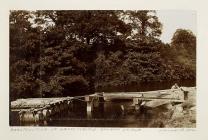 Construction of heavy trestle railway bridge,...