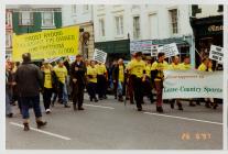 Anti fox hunting protesters marching from...