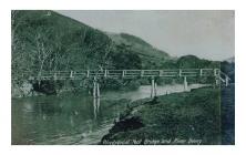 Rhydygwial foot bridge and river Dovey