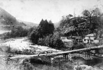 Llangollen. View of the First Chain Bridge and...