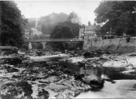 Llangollen. View of the Third Chain Bridge with...