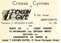 Penguin Cafe, Aberystwyth advertisement [Welsh]
