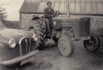 Farmer on his tractor, Clunyrychen Farm, Horeb,...