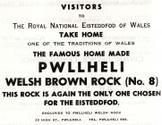 Pwllheli Brown Rock advertisement