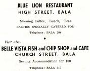 Blue Lion Restaurant Bala advertisement