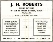JH Roberts Butcher advertisement