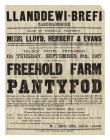 Poster for the sale of Pantyfod Farm