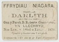 Ticket for a lecture in Llechryd by Rev. D. Robert