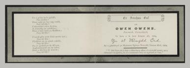 Memorial Card details for Owen Owens